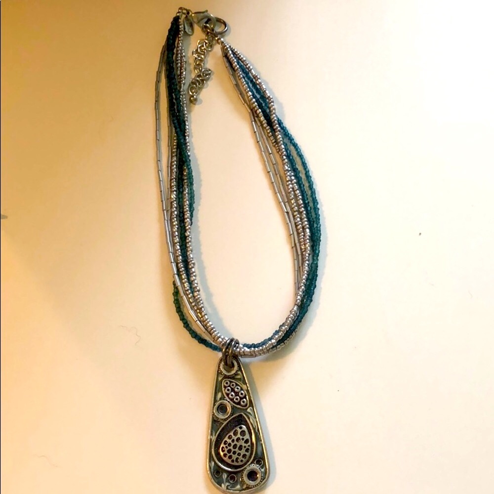 TRESKA Navy statement necklace/pendant